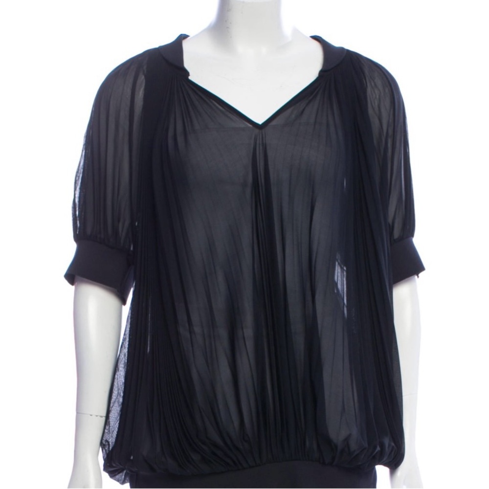 Giorgio Armani Elegant Black Sheer Women's Blouse Size XL